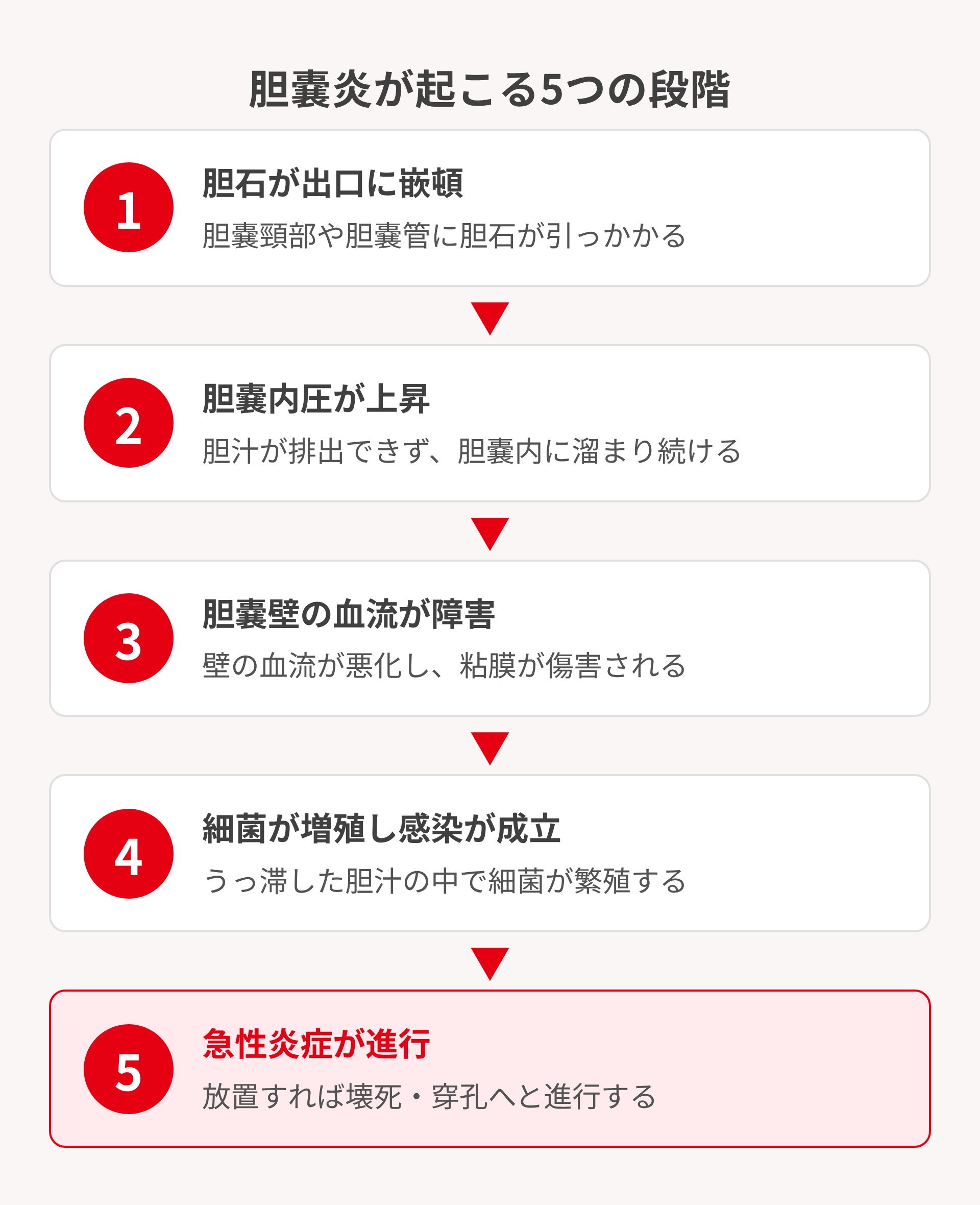 胆嚢炎発症の5段階