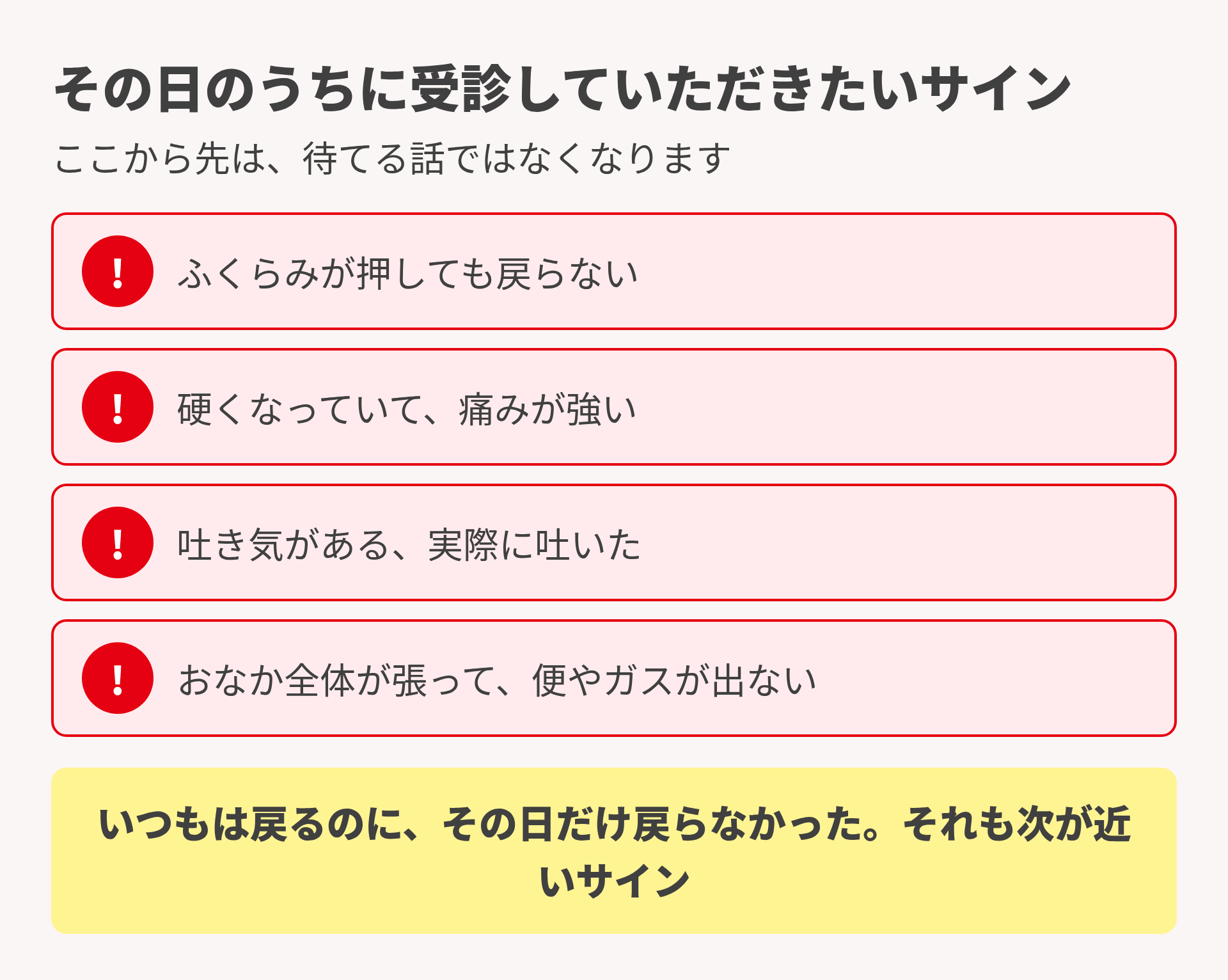その日のうちに受診するサイン