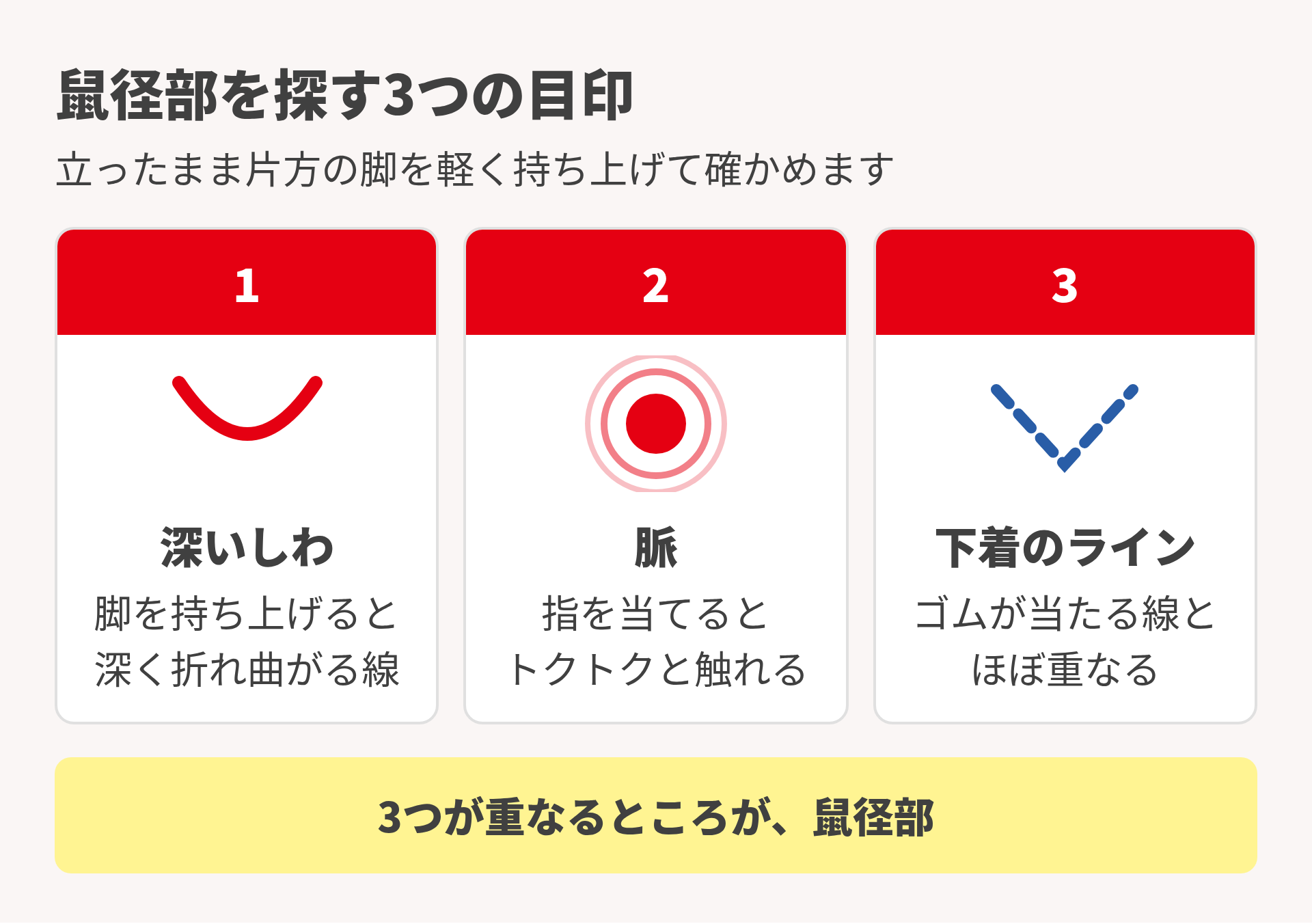 鼠径部を探す目印