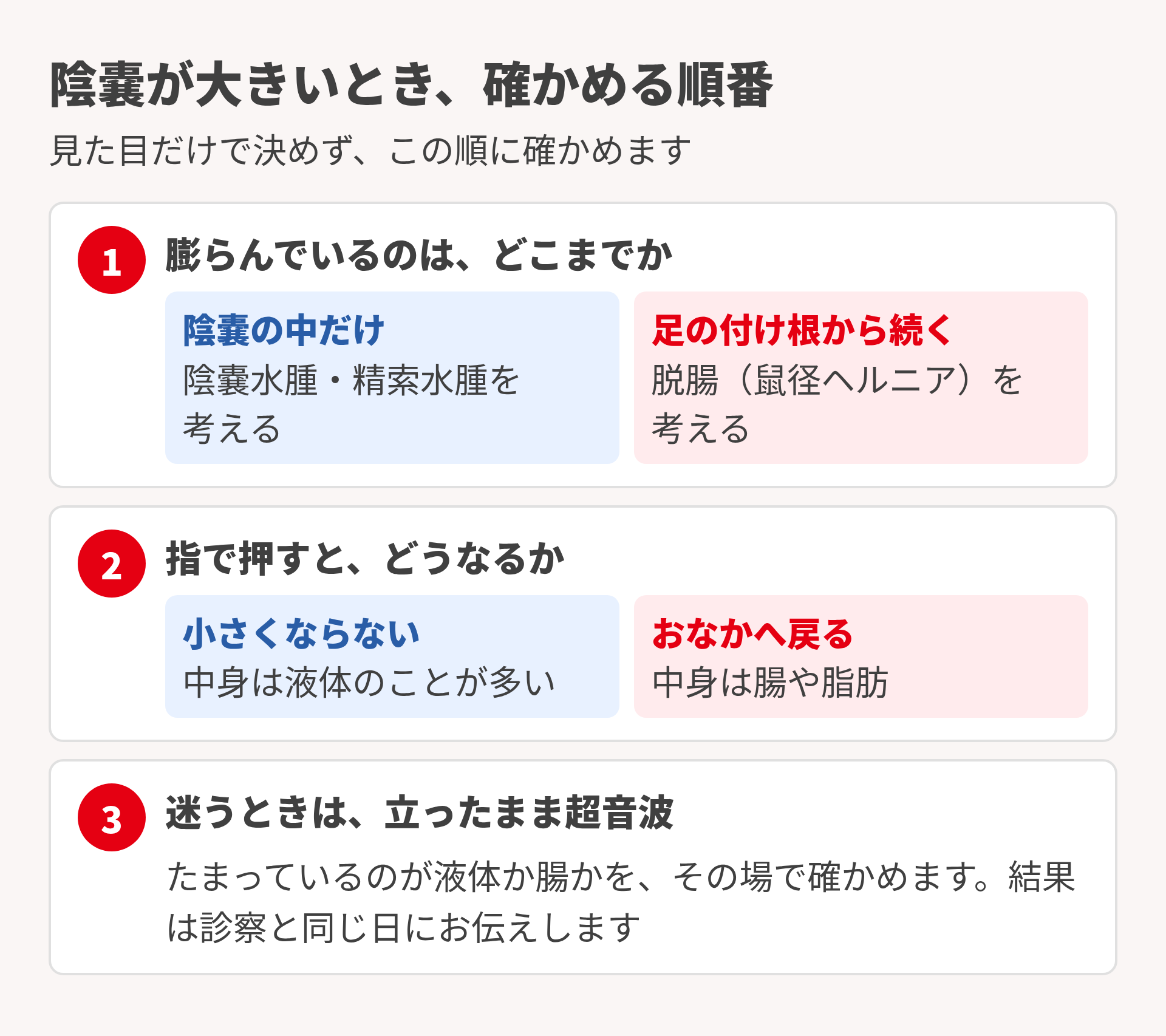 陰嚢が大きいときの確かめ方