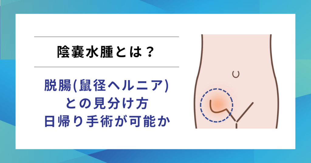 陰嚢水腫とは？脱腸（鼠径ヘルニア）との見分け方と日帰り手術